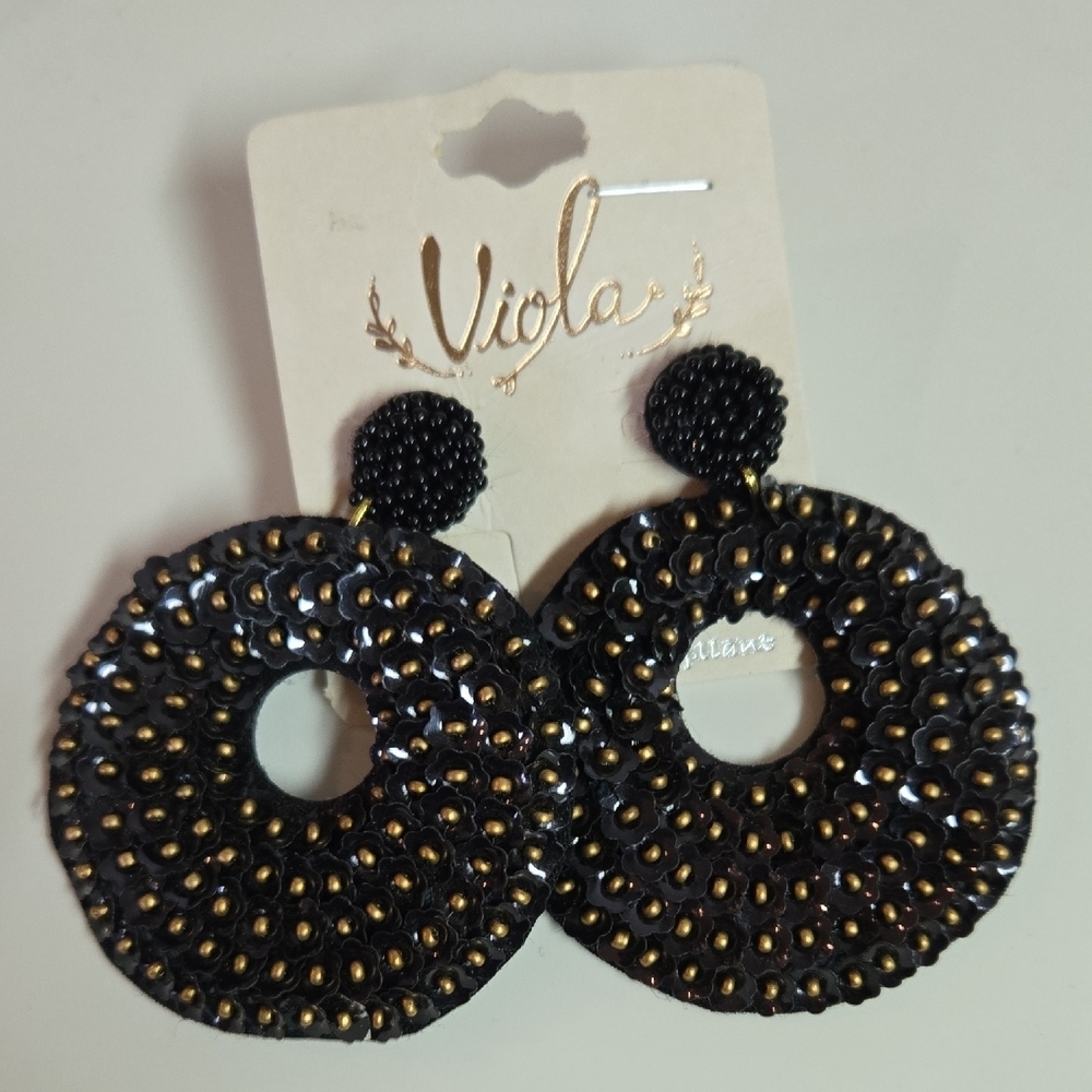 Viola Black and Gold Statement Earrings